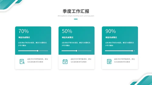 大气绿色简约几何季度工作总结季度工作汇报述职报告ppt模板