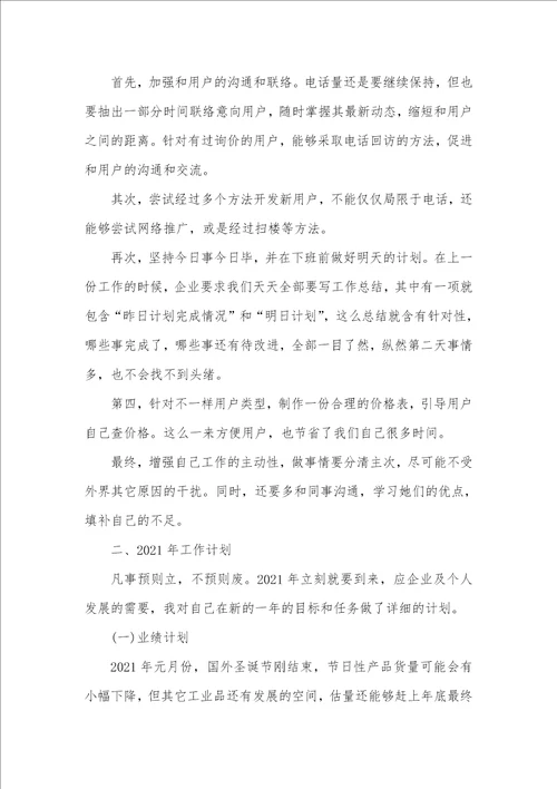 2021年度营销人职员作总结范文