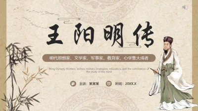 王阳明传心学中国风通用PPT模板