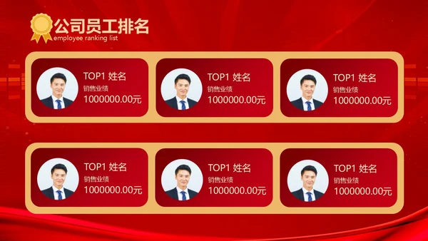 红色科技风大气风公司业绩汇报排行榜PPT模板