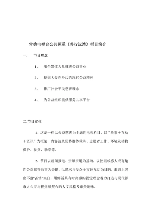 公益常德电视栏目策划方案.docx