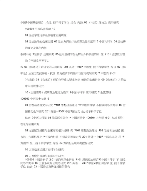 南京中医药医药大学硕士研究生入学考试考试科目