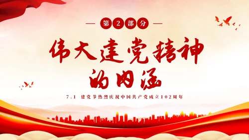 红色水彩简约71建党节高扬共产党人的精神旗帜建党102周年