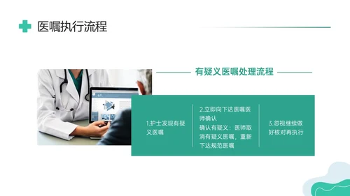 绿色形状商务实拍医嘱执行制度及流程培训执行制度ppt护理医疗