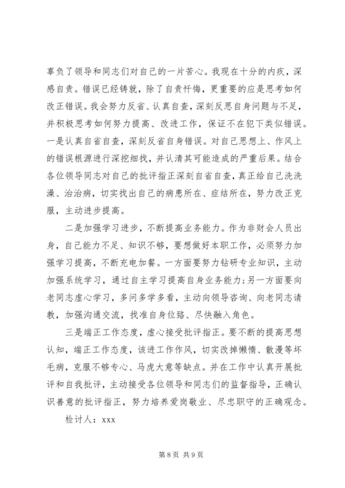 五百字工作失误检讨书范文.docx