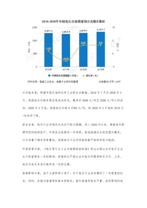 中国电石行业市场现状及发展前景分析-市场价格将在3000元-吨左右运行.docx