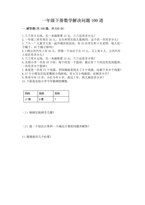 一年级下册数学解决问题100道（含答案）.docx