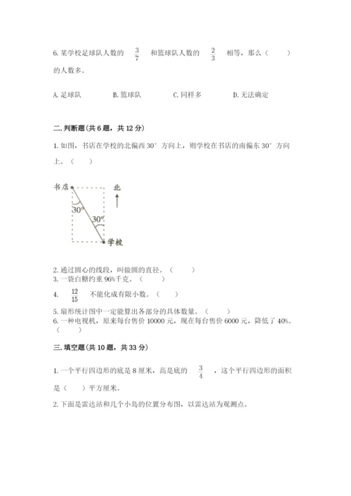 2022六年级上册数学期末测试卷（模拟题）word版.docx