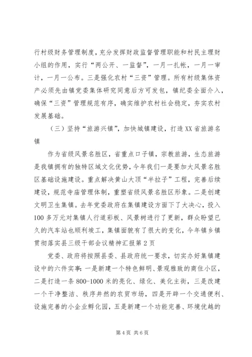 乡镇贯彻落实县三级干部会议精神汇报.docx