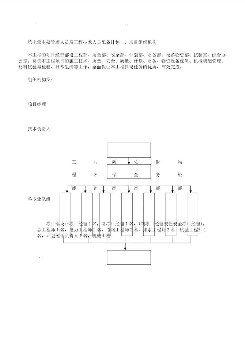 7.主要管理人员及工程技术人员配备计划