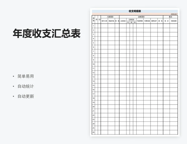 年度收支汇总表