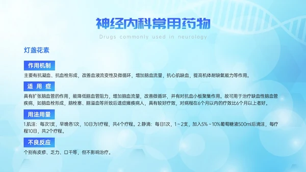 蓝色简约展板风神经内科常用药解析培训PPT课件