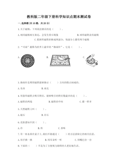 教科版二年级下册科学知识点期末测试卷带答案（预热题）.docx