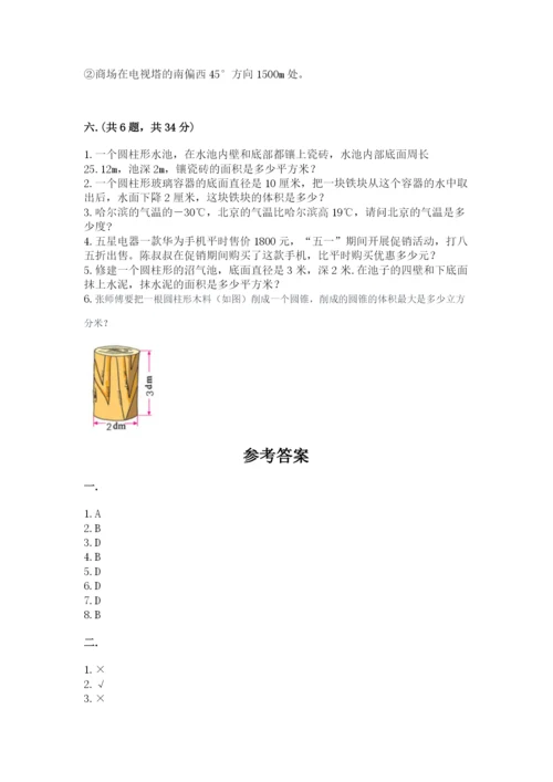 河南省平顶山市六年级下册数学期末测试卷附参考答案（名师推荐）.docx