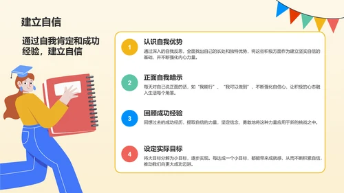 橙色插画风高考心理调适指南PPT模板