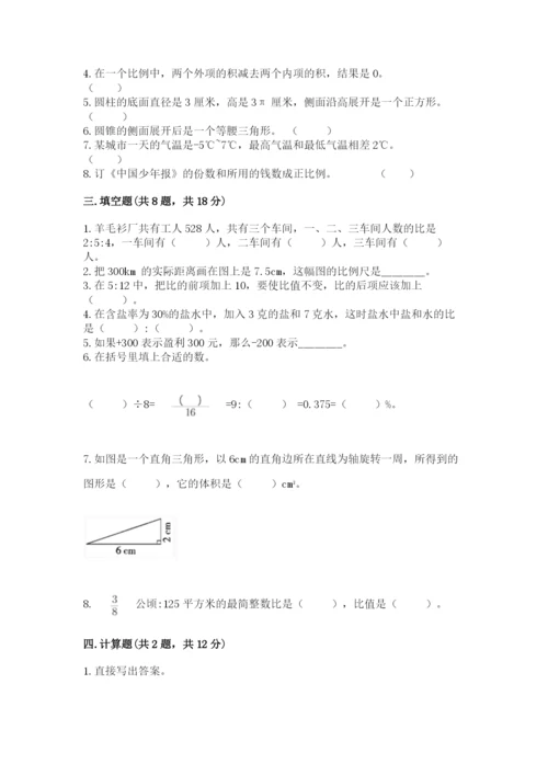 六年级下册数学期末测试卷精品（模拟题）.docx