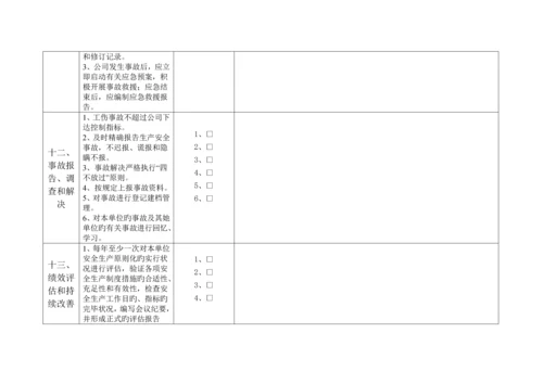 安全生产重点标准化回头看检查表.docx