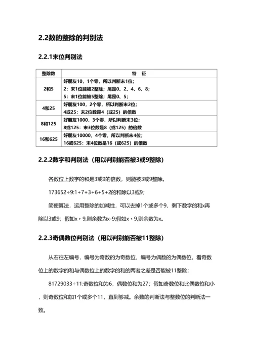 2023年小奥数论整除和余数知识点总结及经典例题.docx