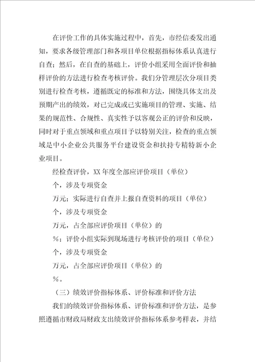 扶持中小企业发展专项资金绩效评价报告