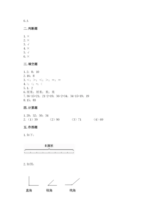 人教版二年级上册数学《期中测试卷》及答案参考.docx