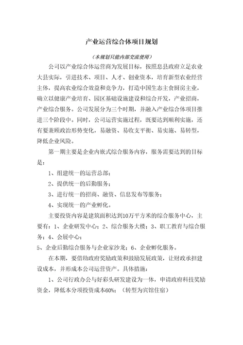 产业运营综合体规划