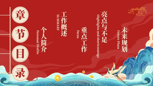 国潮风国潮山水国潮山水仙鹤述职工作概述未来规划述职报告