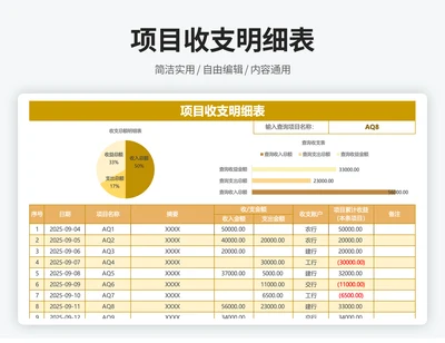 项目收支流水明细表