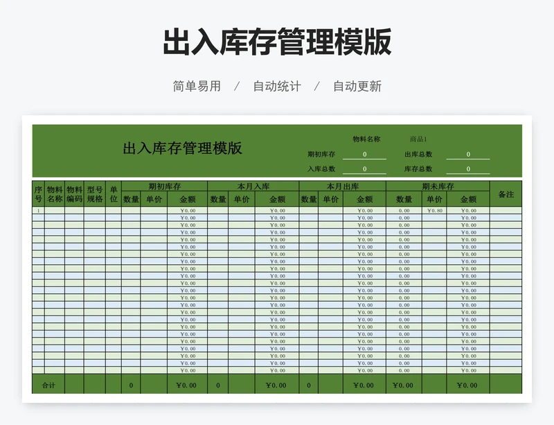 出入库存管理模版