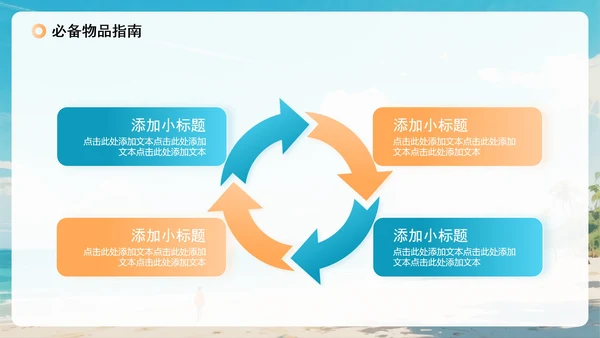 蓝色清新水彩风暑假旅行计划出游规划PPT模板