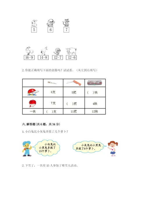 苏教版一年级下册数学第一单元-20以内的退位减法-测试卷附下载答案.docx