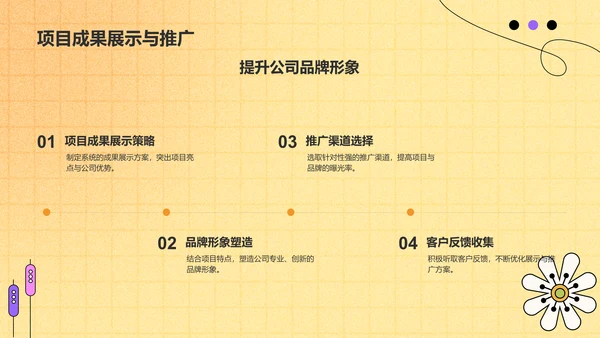 黄色手绘风清新花朵通用行业工作计划PPT模板