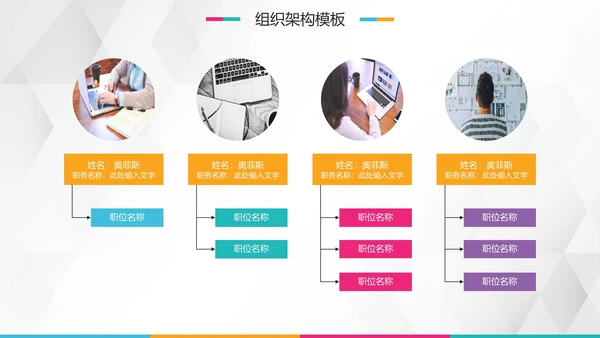 简约彩色企业组织架构图合集通用PPT模板