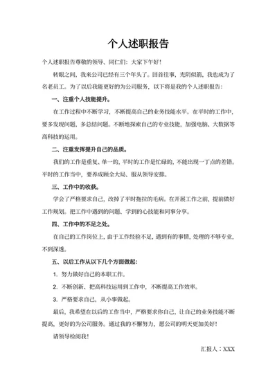 个人述职报告