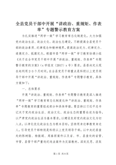 全县党员干部中开展“讲政治、重规矩、作表率”专题警示教育方案.docx