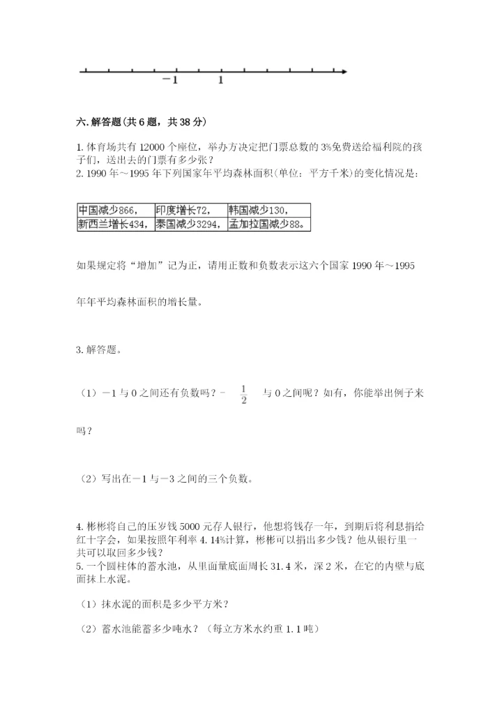 六年级下册数学期末测试卷含完整答案（夺冠系列）.docx