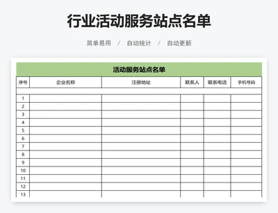 行业活动服务站点名单