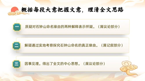 橙色中国风国潮石钟山记语文课件说课PPT