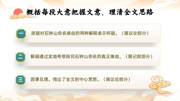 橙色中国风国潮石钟山记语文课件说课PPT