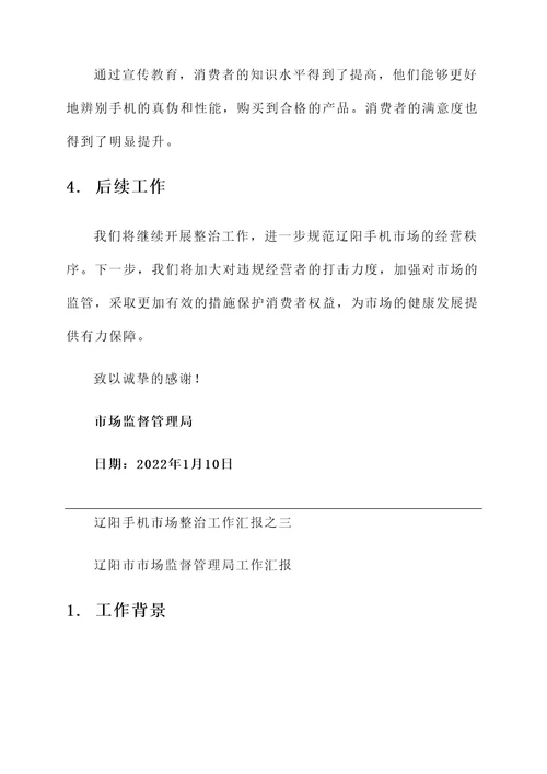 辽阳手机市场整治工作汇报