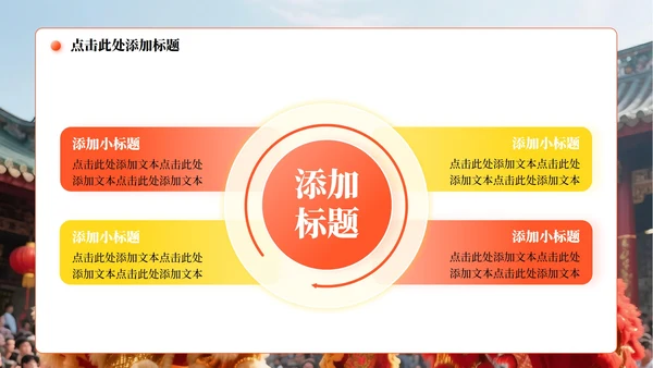 橙黄色中国风醒狮实景传统文化介绍主题PPT模板