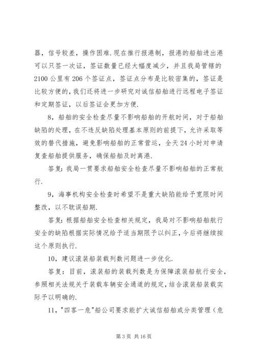 大走访活动中航运公司意见及答复.docx