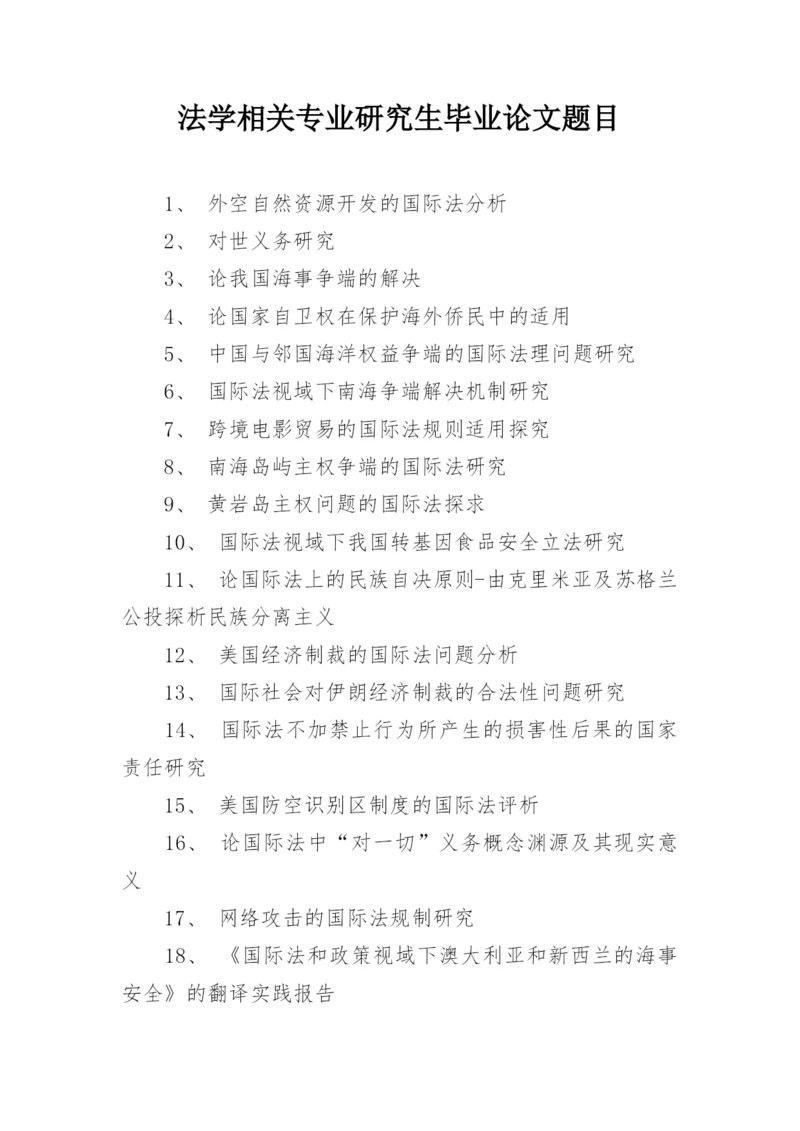 法学相关专业研究生毕业论文题目.docx