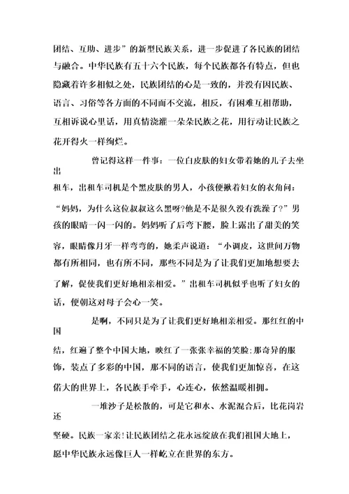 民族团结进步模范个人事迹700字