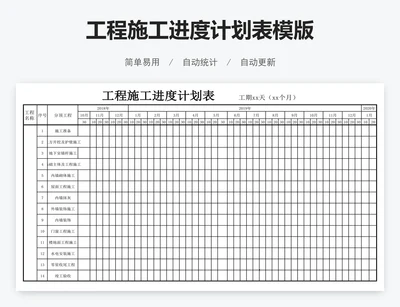 工程施工进度计划表模版