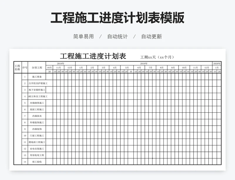 工程施工进度计划表模版
