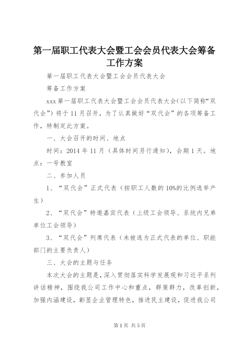 最新精编之第一届职工代表大会暨工会会员代表大会筹备工作方案.docx