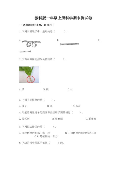 教科版一年级上册科学期末测试卷【基础题】.docx