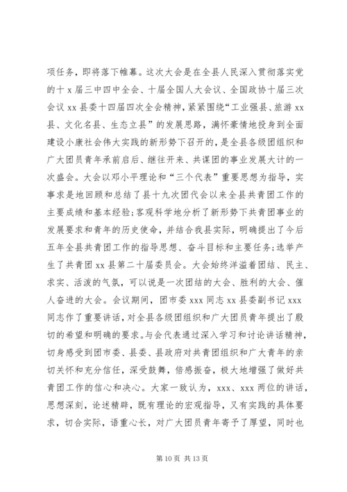 共青团团代会闭幕词精选.docx