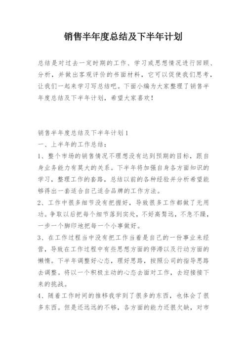 销售半年度总结及下半年计划.docx