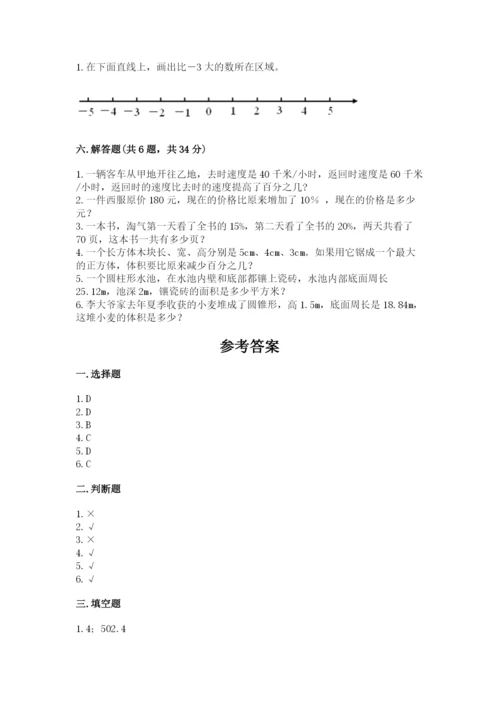 沧州市沧县六年级下册数学期末测试卷往年题考.docx